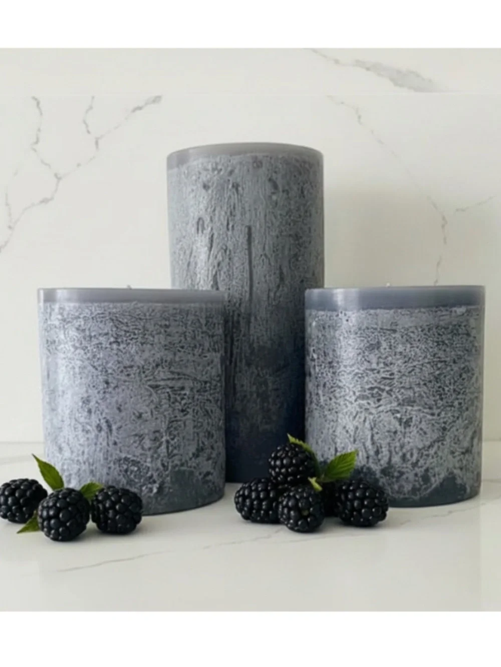 Set/3 Pottery Barn Blackberry Yuzu Scented Pillar Candles